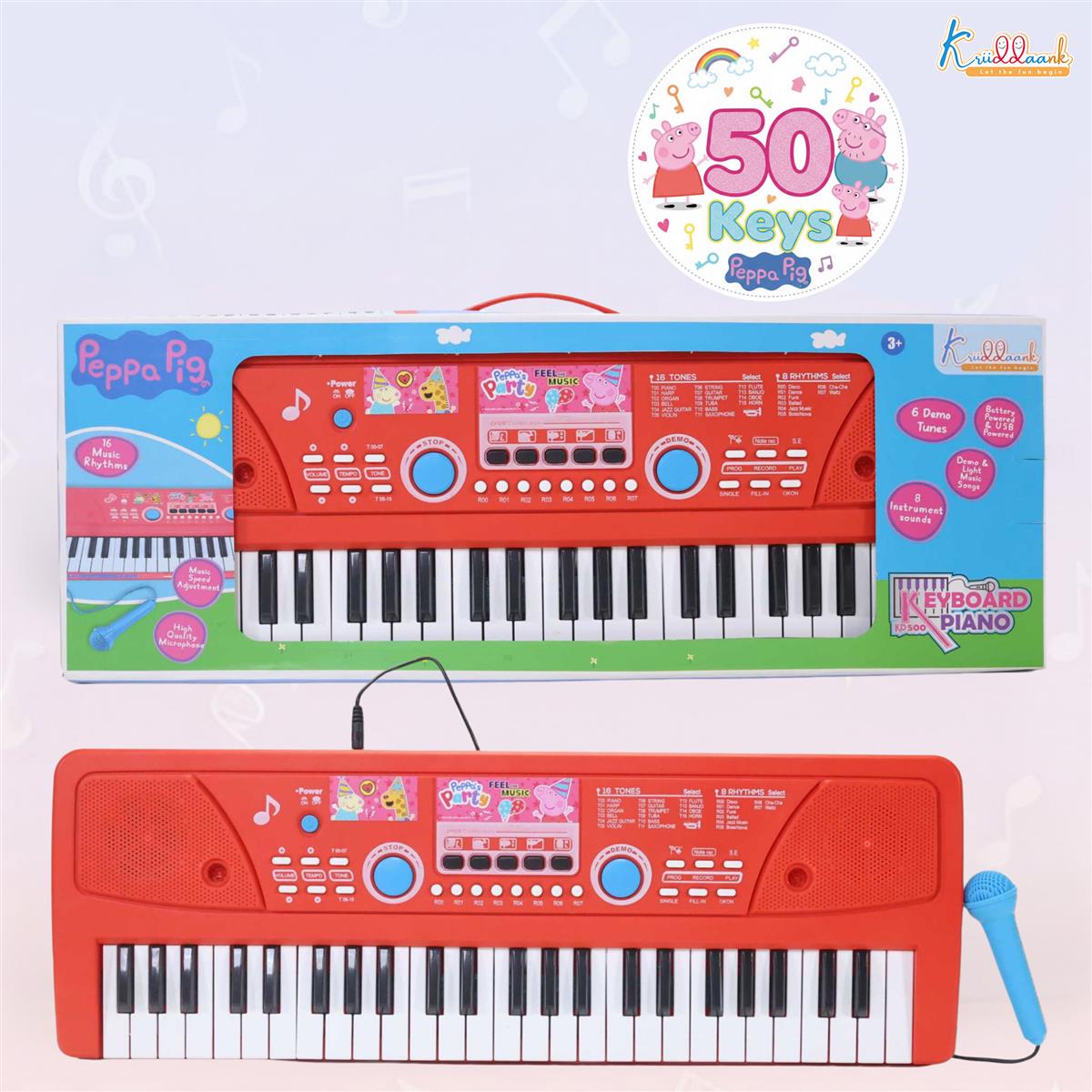 Kriiddaank Hasbro Peppa Pig 61-Key Digital Keyboard Piano for Kids