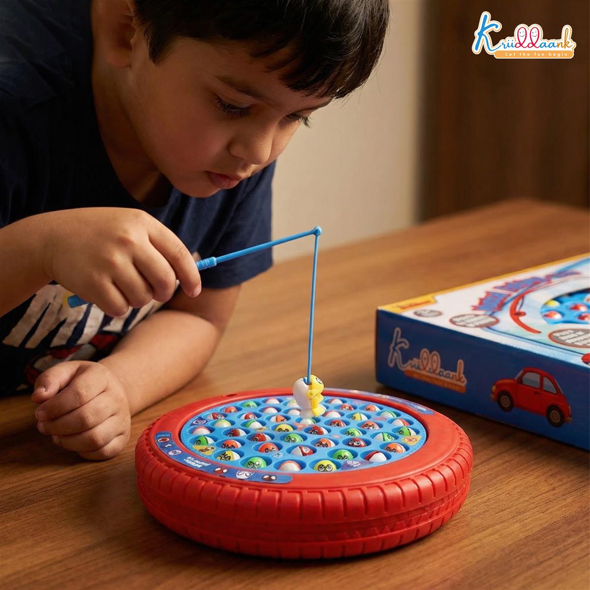 Kriiddaank Spiderman Theme Musical Rotating Fishing Game for Kids