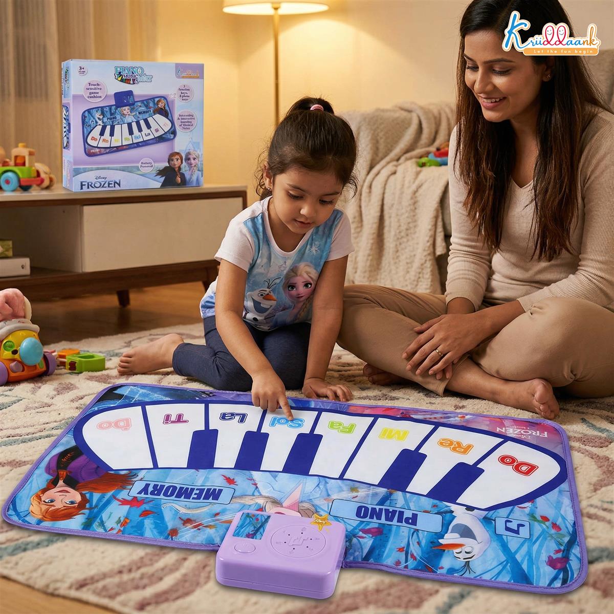 Kriiddaank Frozen Theme Piano Music Mat - Step-On Floor Piano with Elsa & Anna,