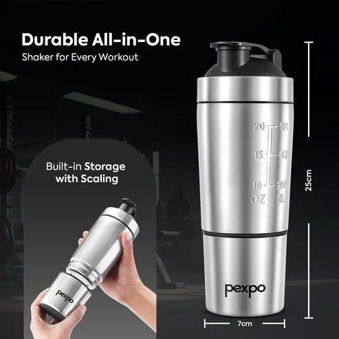 Pexpo Kinetic Stainless Steel Shaker with extra Compartment