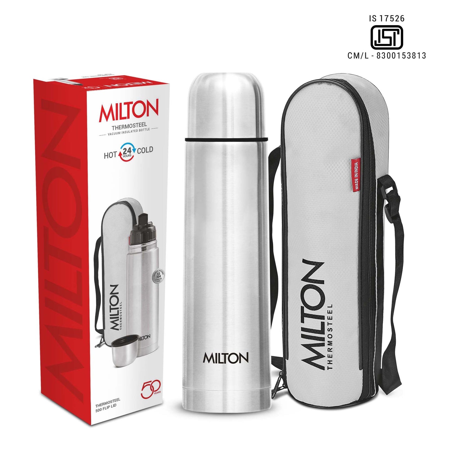 Milton Plain Lid Thermosteel Bottle Silver