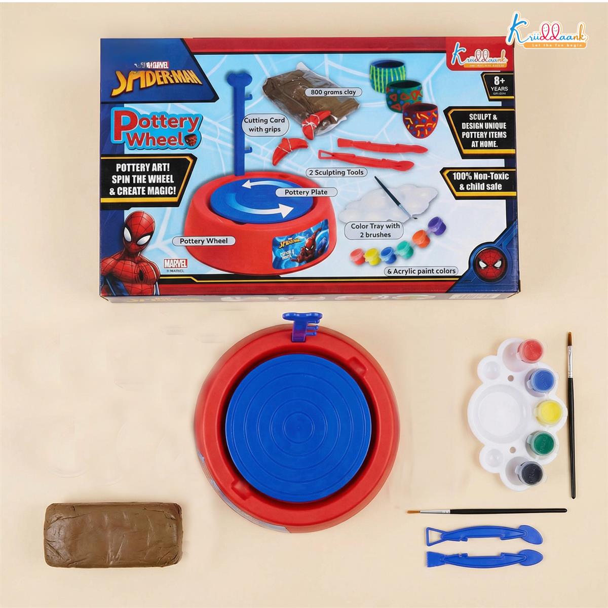 Kriiddaank Spiderman Pottery Wheel Modeling Set for Kids