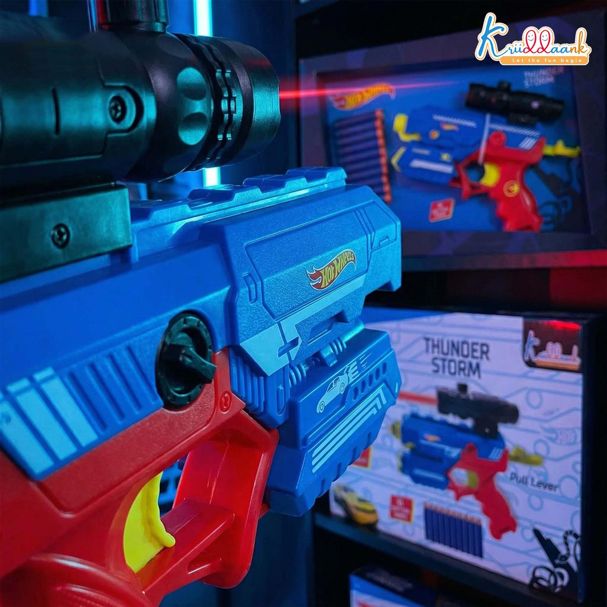 HW Thunder Storm Strike Blaster Toy Gun with Laser Pointer & 10 Soft EVA Darts, High-Velocity Multi