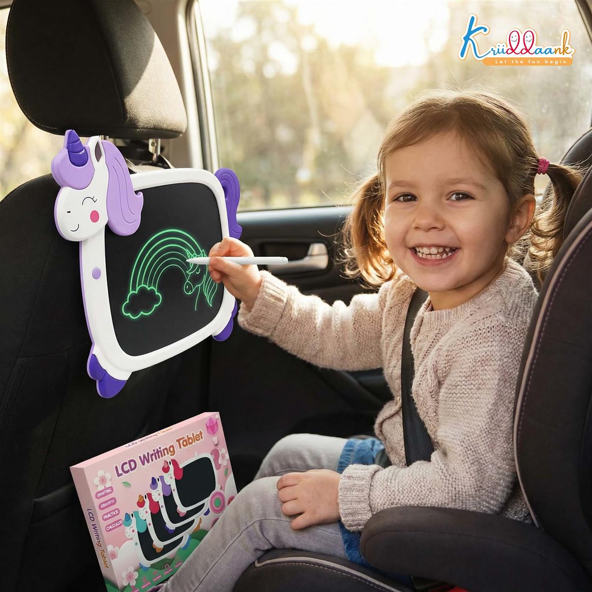 Kriiddaank 8.9" Unicorn LCD Writing Tablet for Kids, White