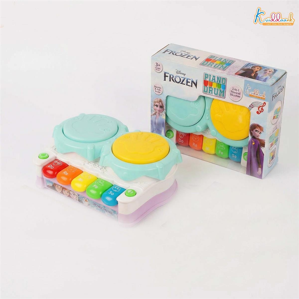 Kriiddaank Frozen Theme Piano Drum - Elsa & Anna 2-in-1 Electronic Music Kit for Kids