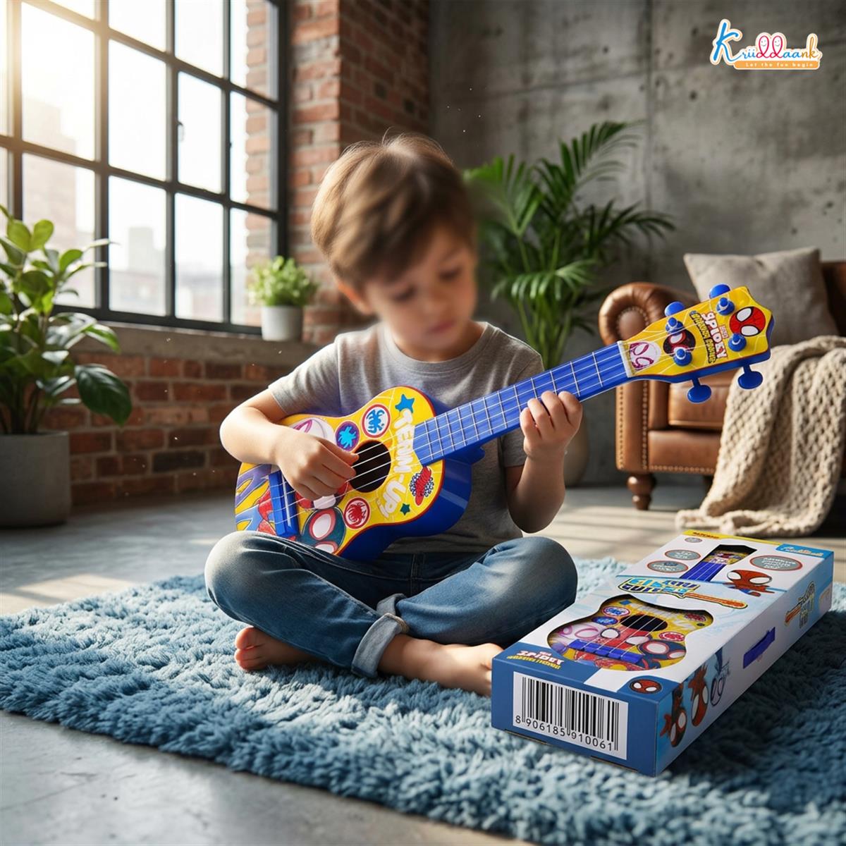 Kriiddaank Spiderman Big Toy Guitar for Kids - 4 Adjustable Strings