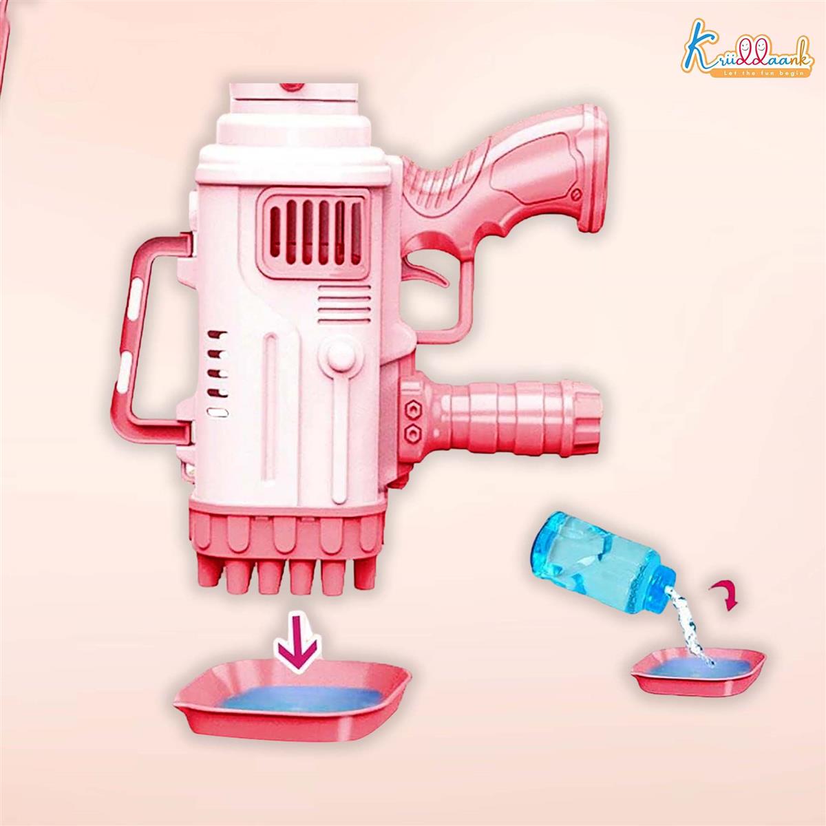 Kriiddaank Automatic 36-Hole Bubble Gun Blaster for Kids | Musical Battery Operated Bubble Blower Machine with Solution & Tray