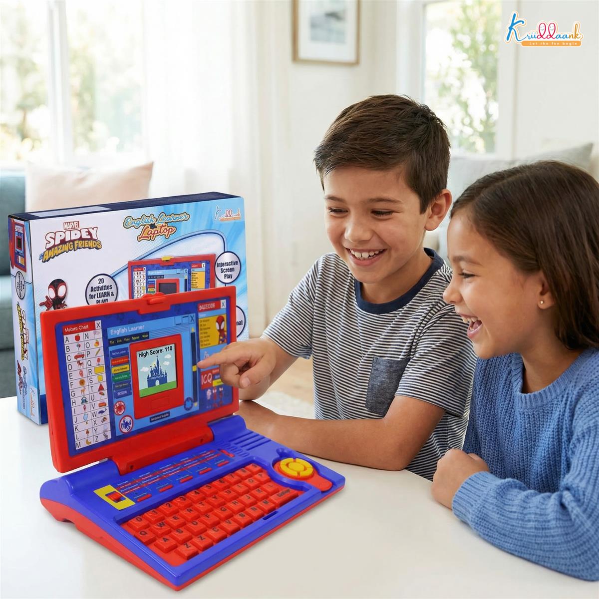 Kriiddaank Spiderman Educational Laptop, Red & Blue
