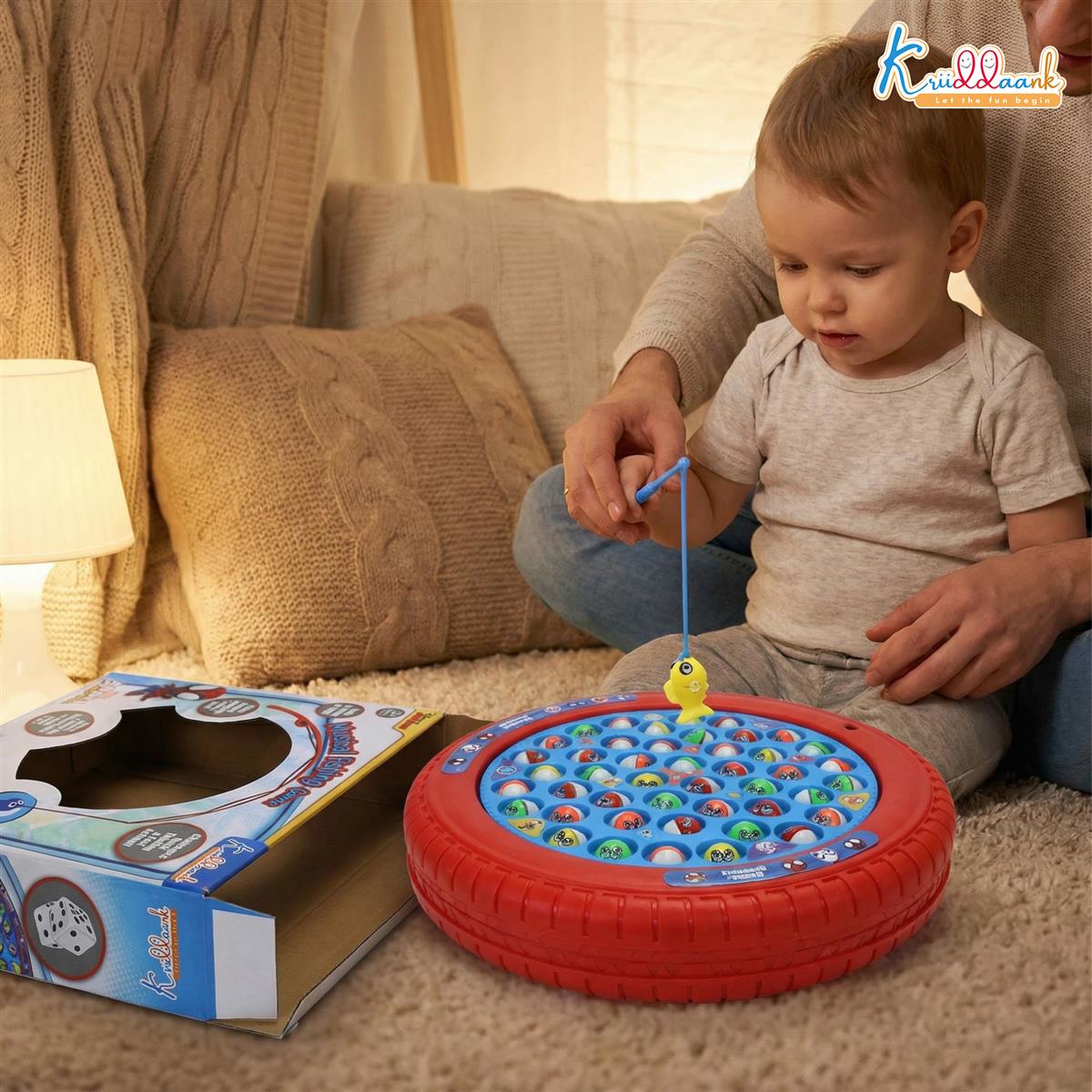 Kriiddaank Spiderman Theme Musical Rotating Fishing Game for Kids