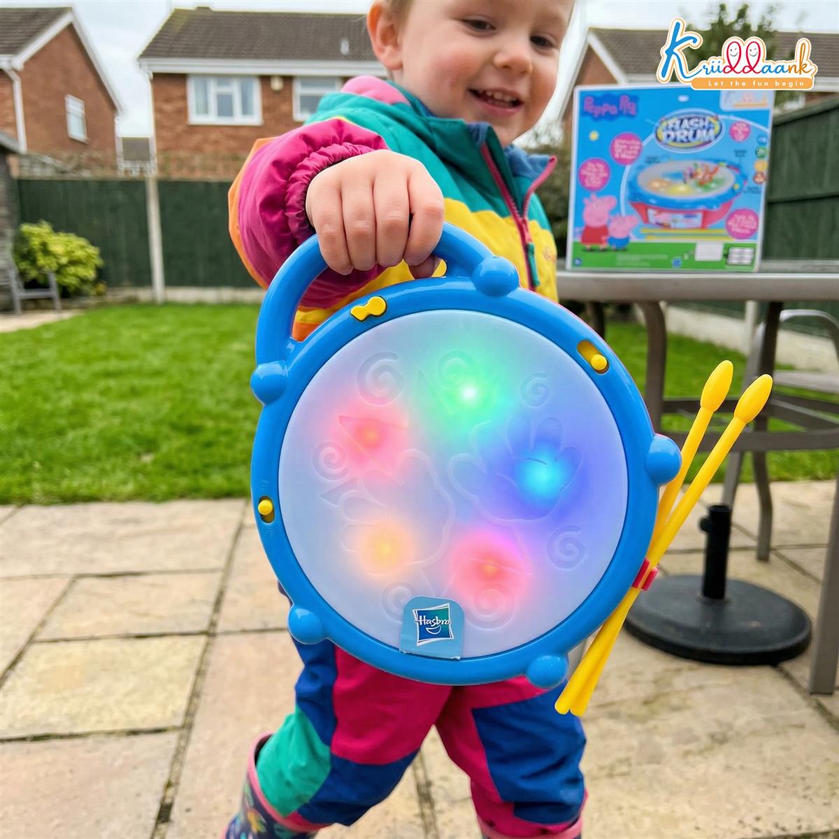 Kriiddaank Hasbro Peppa Pig Theme Flash Drum Musical Toy with 3D LED Lights