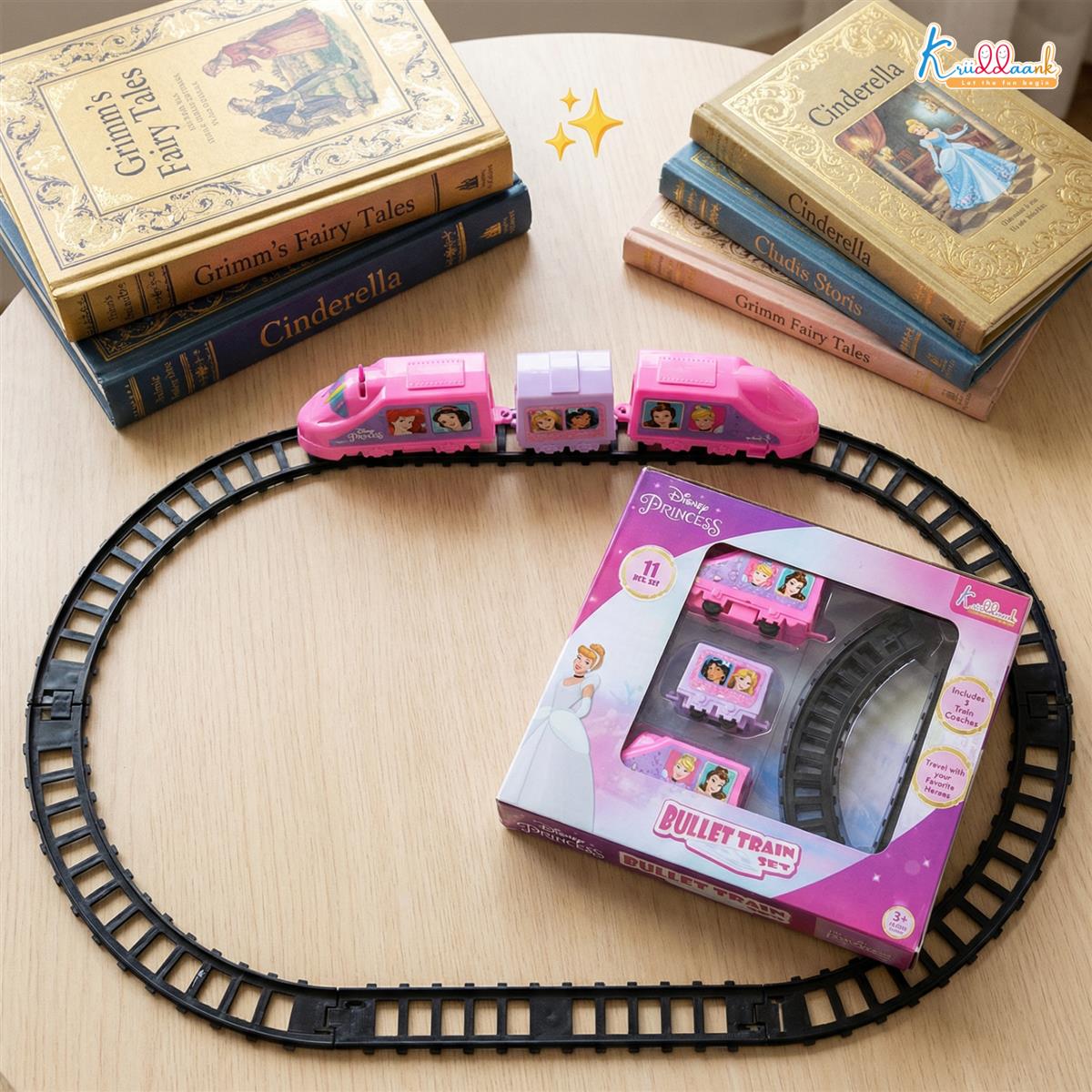 Kriiddaank Disney Princess Train Set for Girls- 11 Piece Pink