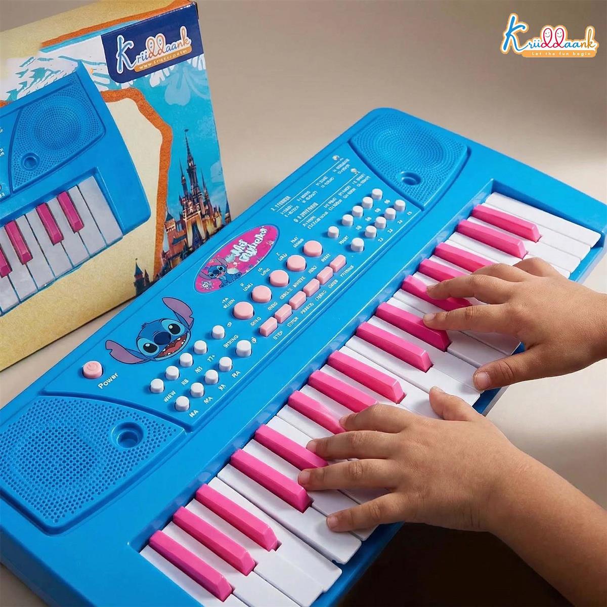 Kriiddaank Stitch Keyboard Piano for Kids - 37 Keys Electronic Organ with Microphone