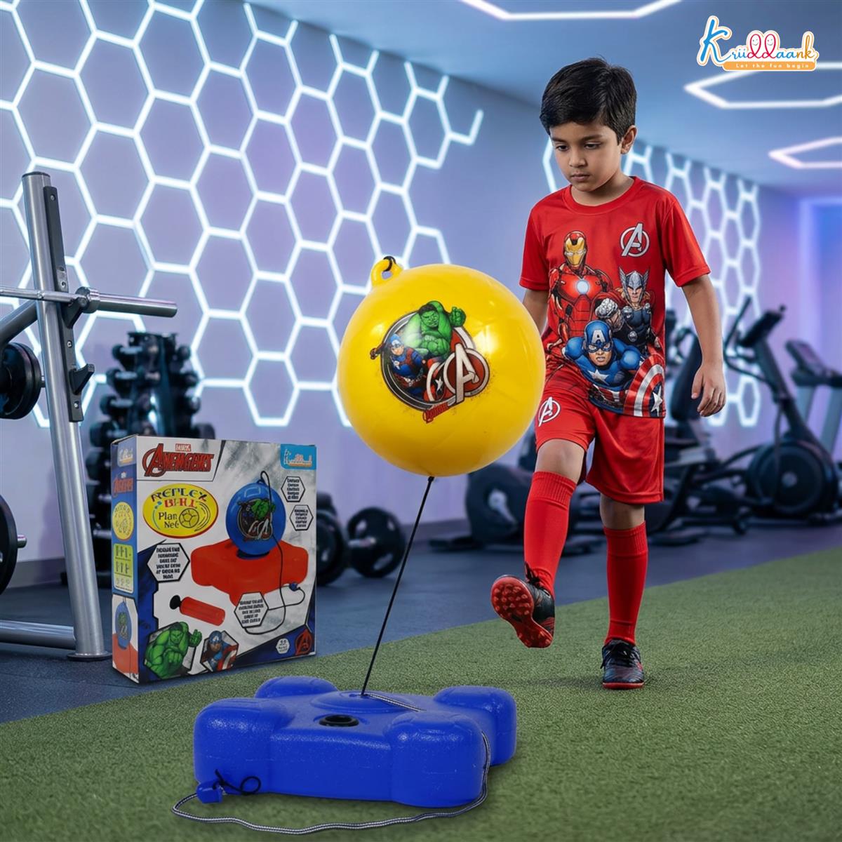 kriiddaank Marvel Avengers Reflex Soccer Ball - Solo Training Kit for Kids