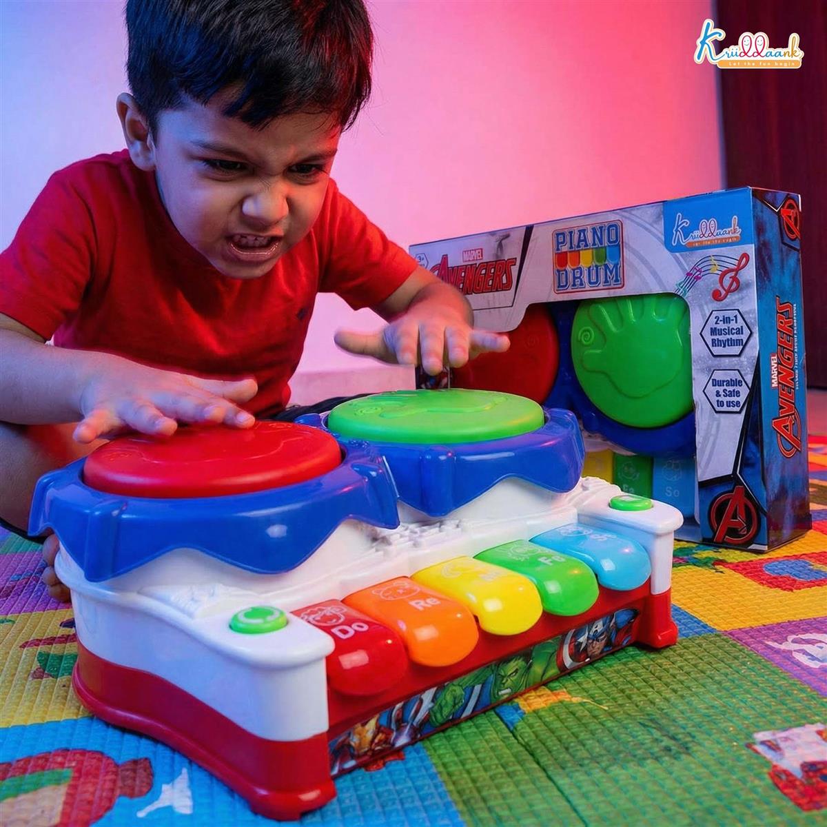 Kriiddaank Marvel Avengers 2-in-1 Piano Drum Musical Toy for Kids