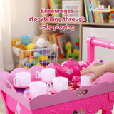 Kriiddaank Barbie 32 Pieces Tea Set Trolley for Kids 3Y+ with Music and Sounds