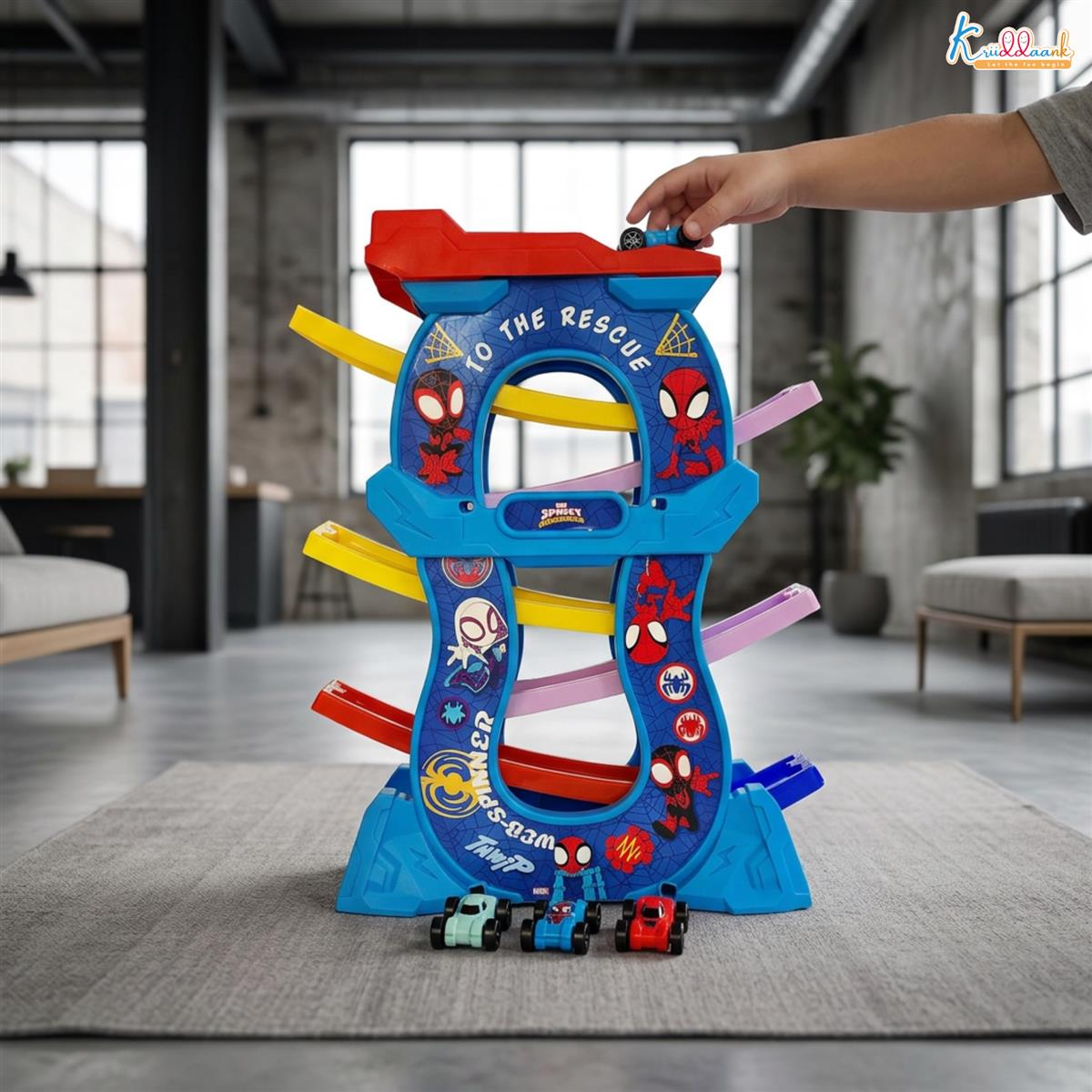 Kriiddaank Zig Zag Zoomer Spiderman Ramp Racer Car Set