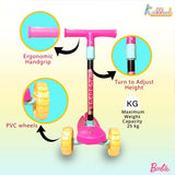 Kriiddaank Barbie Adventure 3-Wheel Kick Scooter for Kids (Ages 3-12), 5-Level