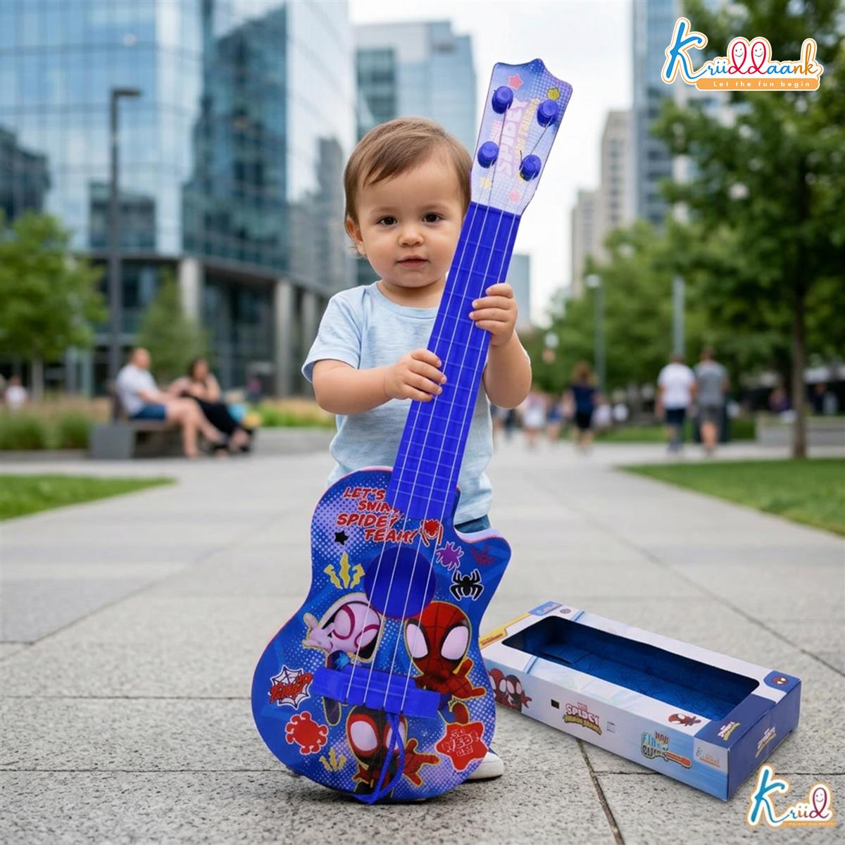 Kriiddaank Spiderman 4-String Small Toy Guitar for Kids
