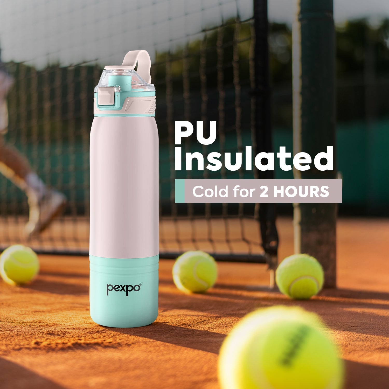 Pexpo Amora Warm & Cold Water Bottle -  Pink-Green - 700 ML