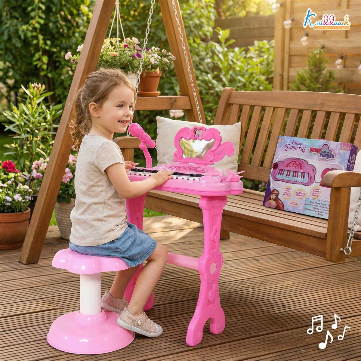 Kriiddaank Disney Princess Little Pianist Keyboard Toy with Microphone & Stool