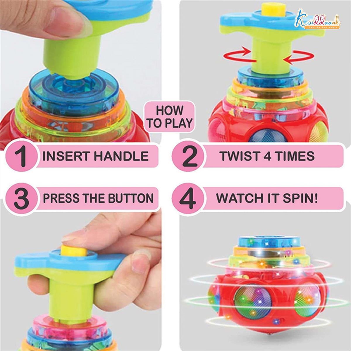 Kriiddaank Dizzy Glow Top - Spiderman Musical Spinning Toy with Vibrant Flashing Lights