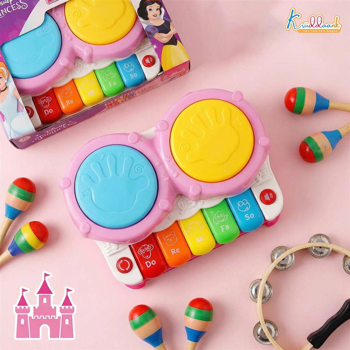 Kriiddaank Disney Princess Piano Drum Playset - Interactive Electronic Musical Toy