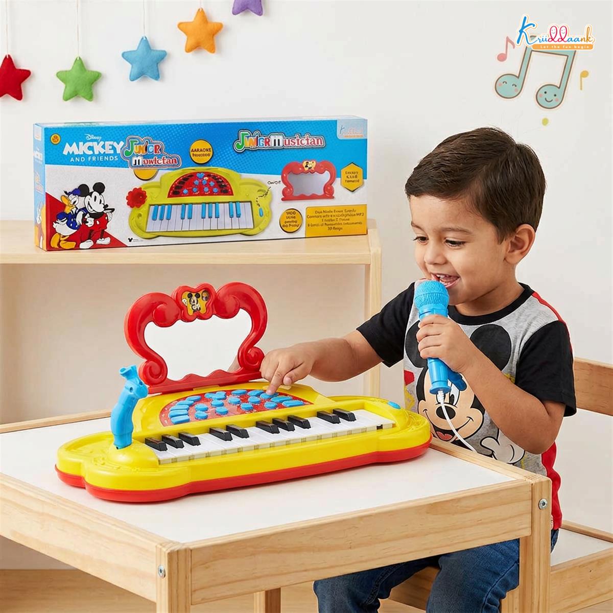 Kriiddaank Mickey Mouse Theme Junior Musician Piano & Drum Set for Kids
