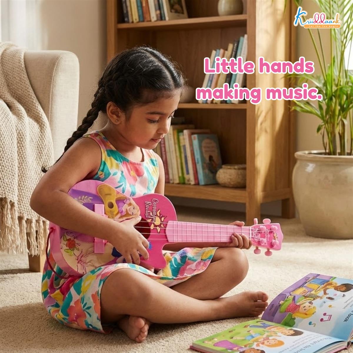 Kriiddaank Disney Princess Theme 4-String Toy Guitar for Girls