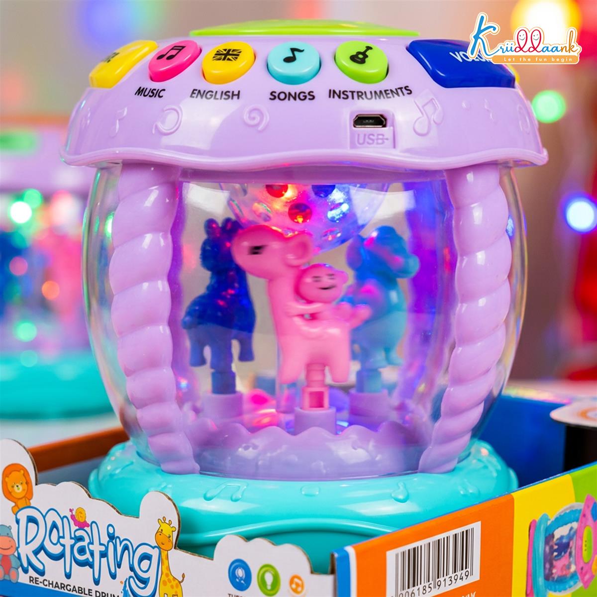 Kriiddaank Rotating Drum Musical Toy for Kids 3+ Years