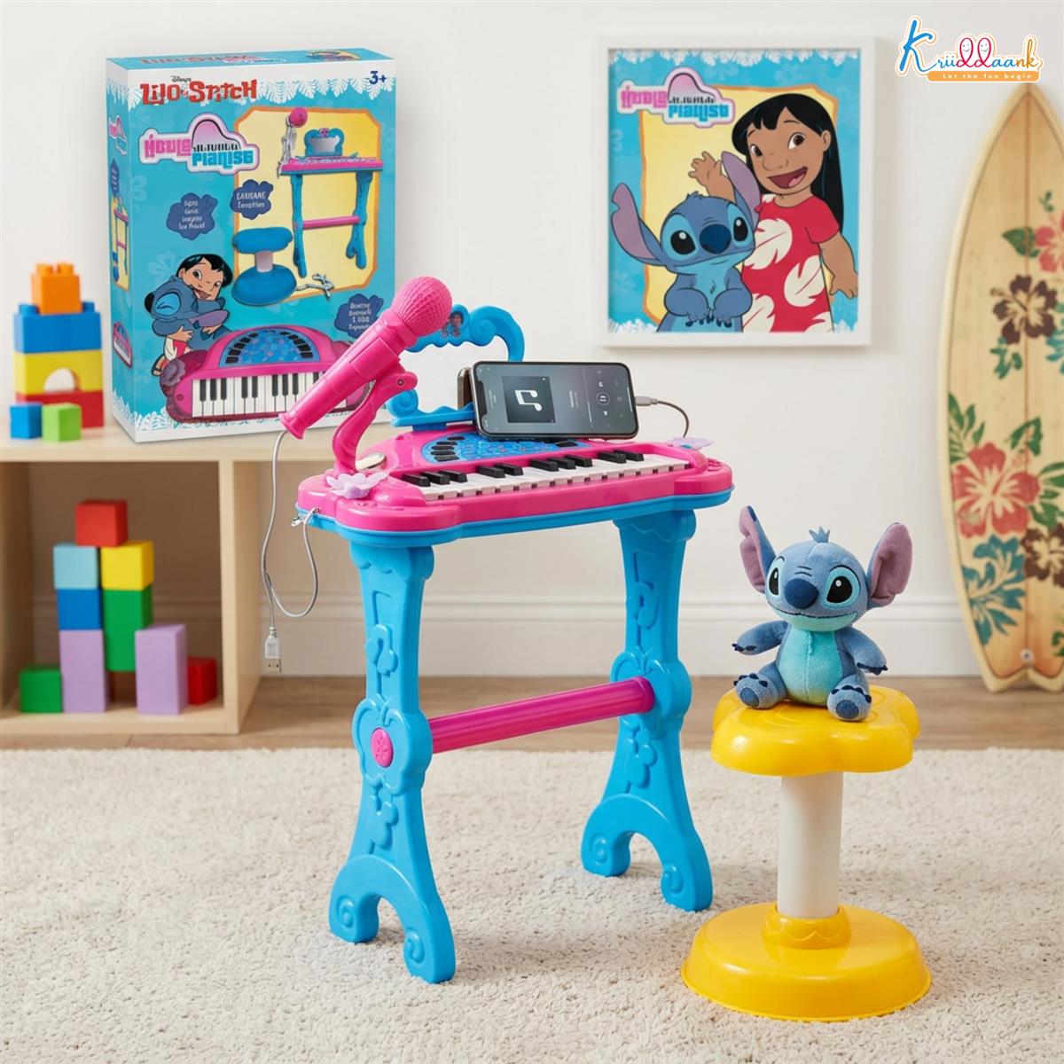 Kriiddnnak Disney Stitch Theme Little Pianist Keyboard Set for Kids