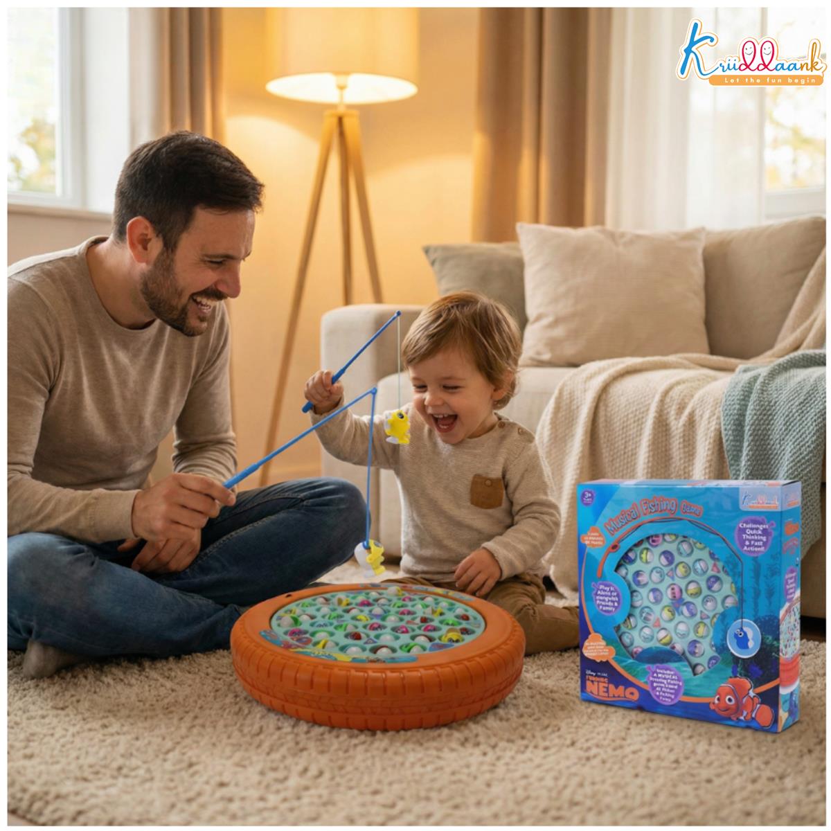 Kriiddaank Nemo Theme Musical Rotating Fishing Game for Kids Orange