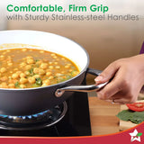 Wonderchef Eco-Glide Ceramic Kadhai with Glass Lid