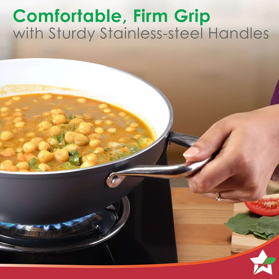 Wonderchef  Eco-Glide Ceramic Kadhai 4.3L, 28cm