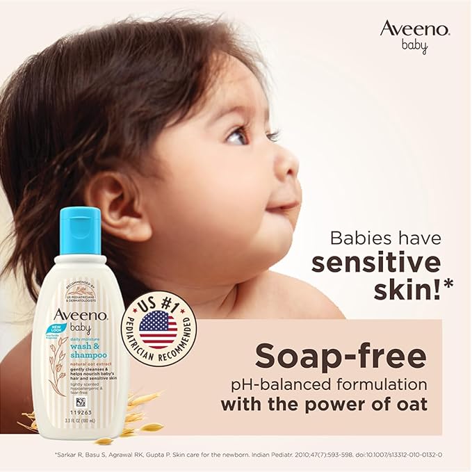 Aveeno Baby Daily Moisture Wash and Shampoo - 100ML
