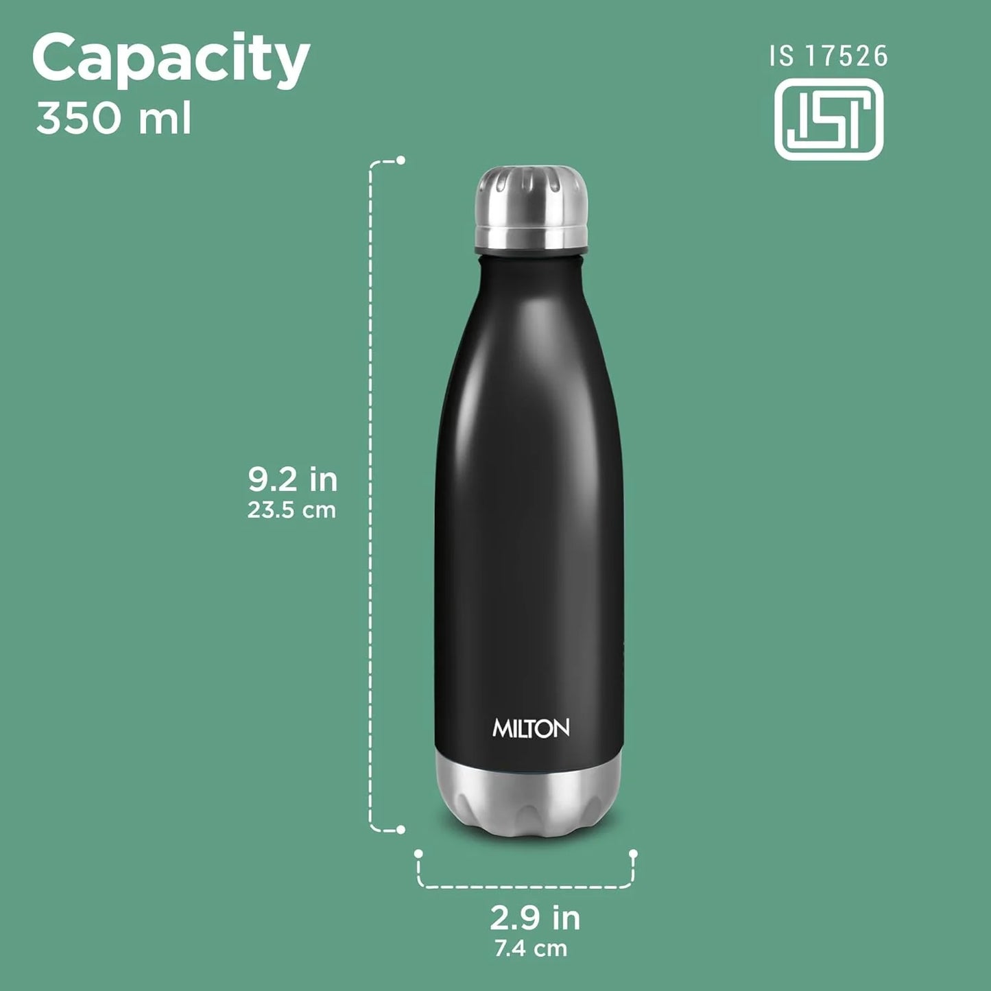 Milton Duo Dlx Water Bottle Black 350ML