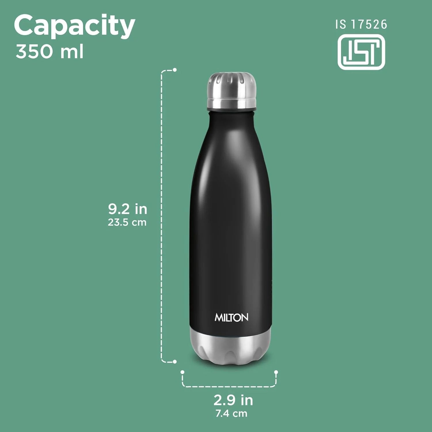 Milton Duo Dlx Water Bottle Black 350ML