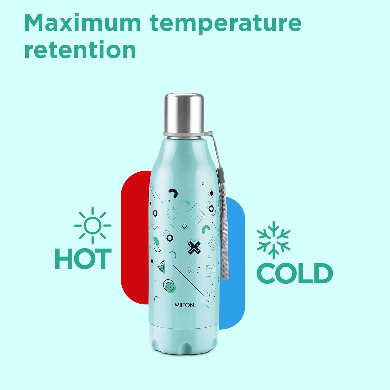 Milton Steel Linear Insulated Water Bottle Aqua Green 680ML