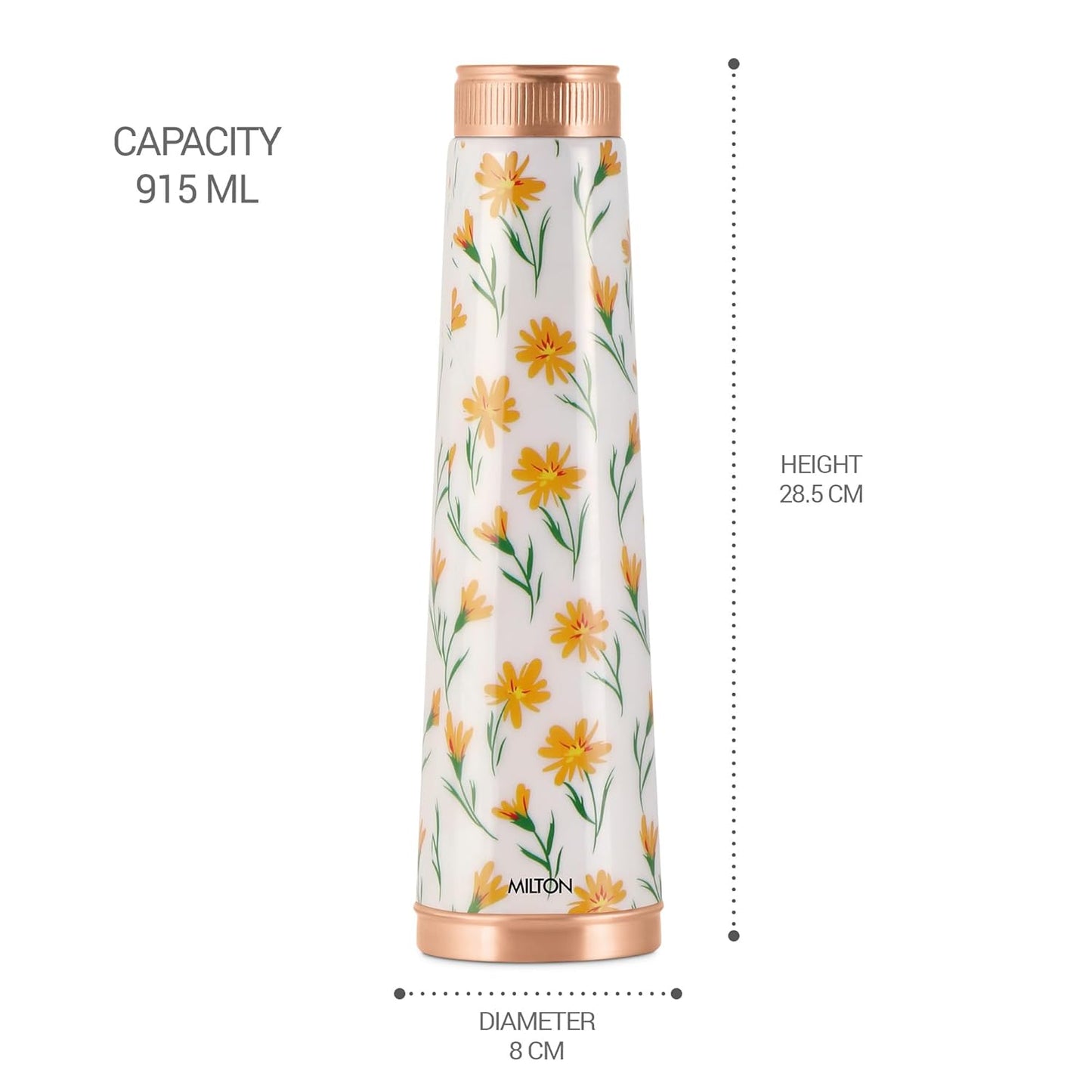 Milton Copper Delight Design Bottle Yellow Floral 915ML