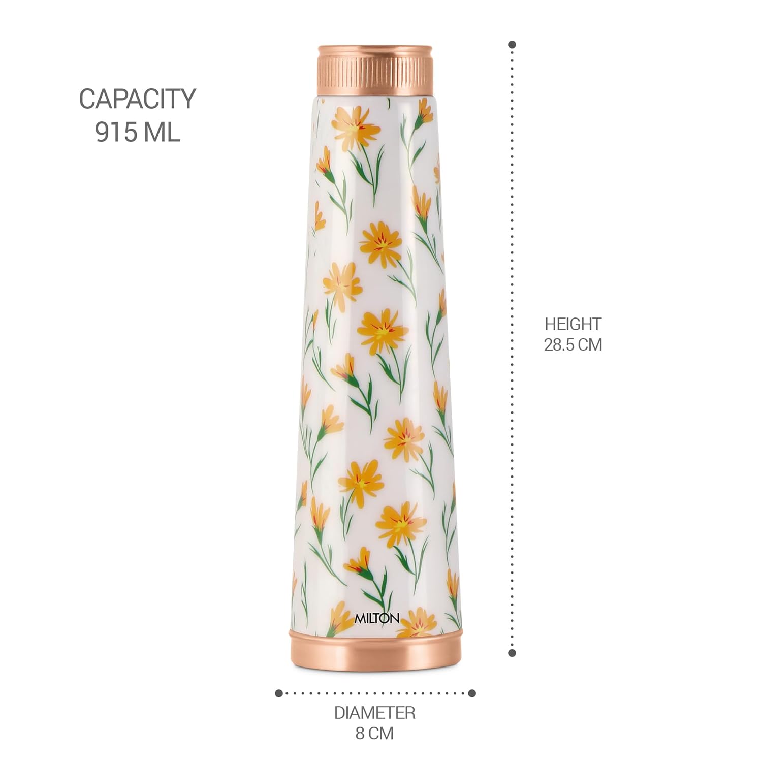 Milton Copper Delight Design Bottle Yellow Floral 915ML