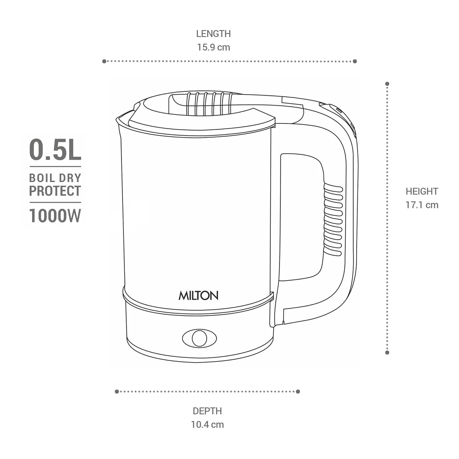 Milton Electric Travel Kettle Silver 500ML