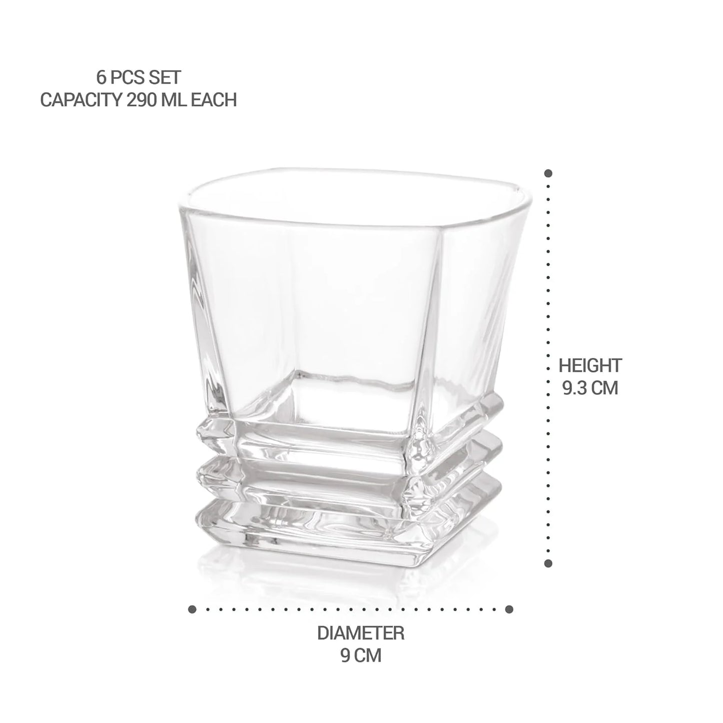 Milton Quadra Glass Tumbler 6pcs set 290ML