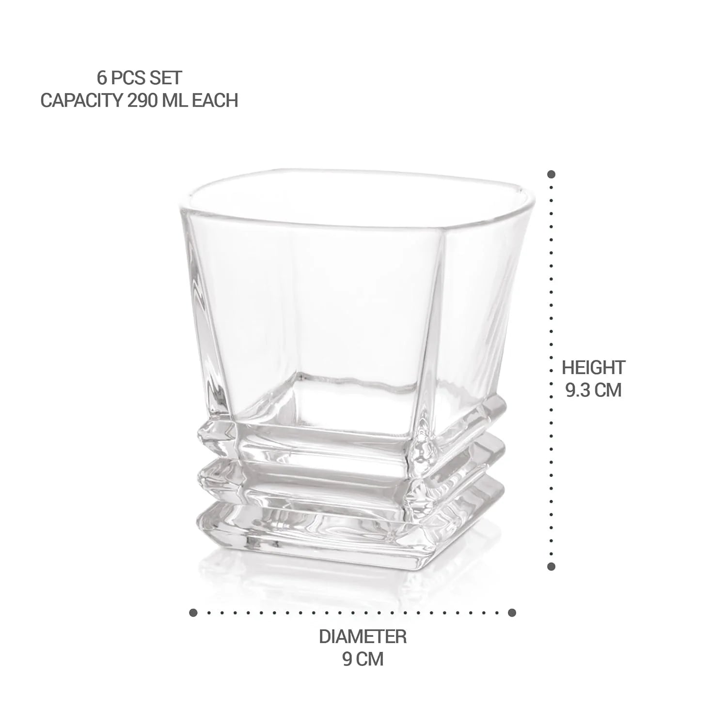 Milton Quadra Glass Tumbler 6pcs set 290ML