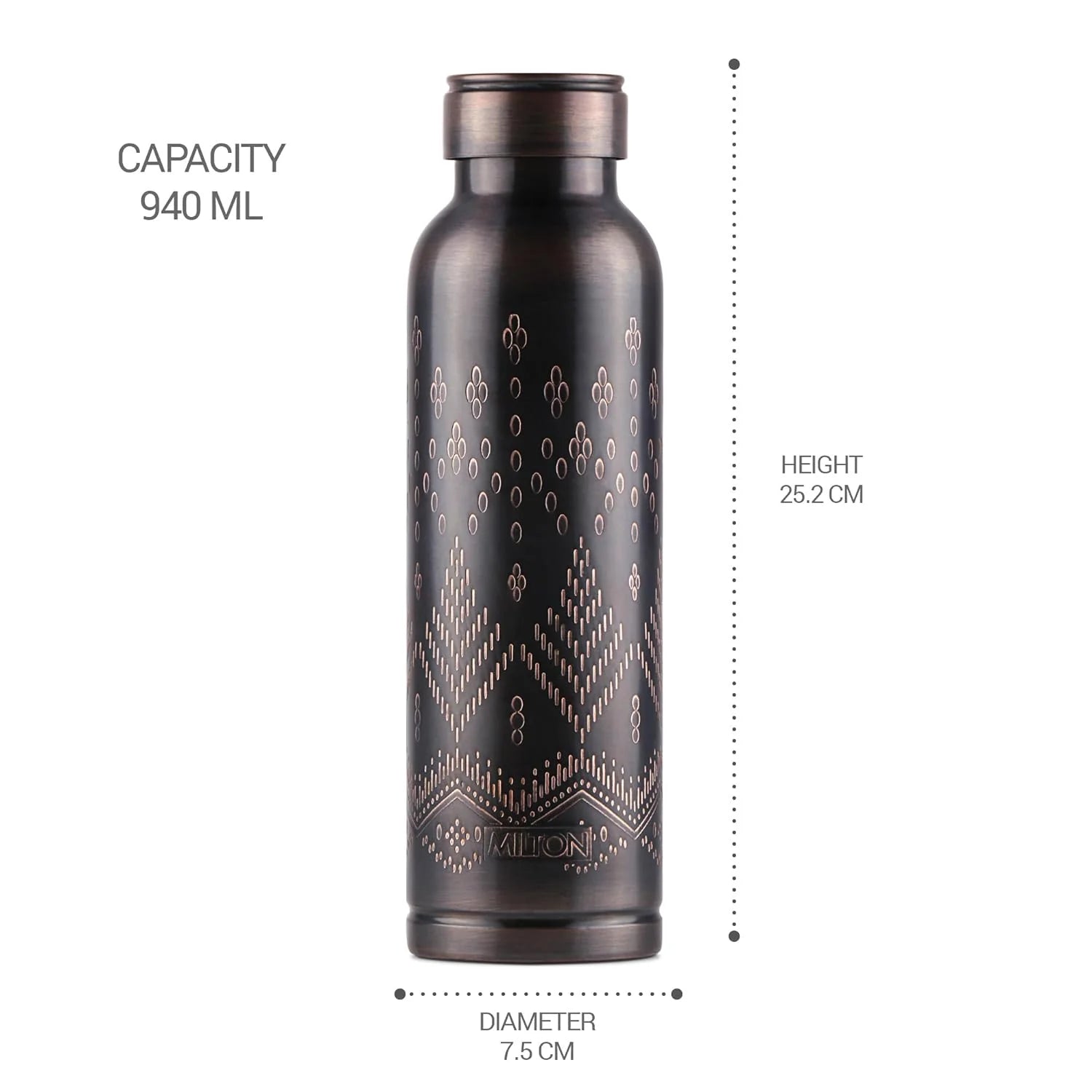 Milton Copper Swasth Design Bottle Black Ethnic 940ML