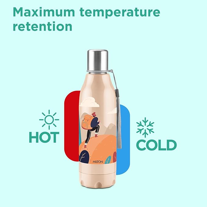 Milton Steel Linear Insulated Water Bottle  Beige 580ML