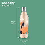 Milton Steel Linear Insulated Water Bottle Beige 680ML