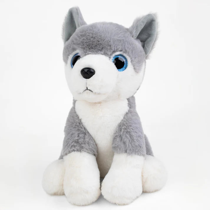Mirada Glitter Eye Husky Dog Toy - Light Grey – 25cm