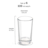 Milton Embassy Cool Glass Tumbler 6pcs set