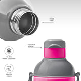 Milton Steel Barbie Kids Sipper Bottle Pinik And  Grey 600ML