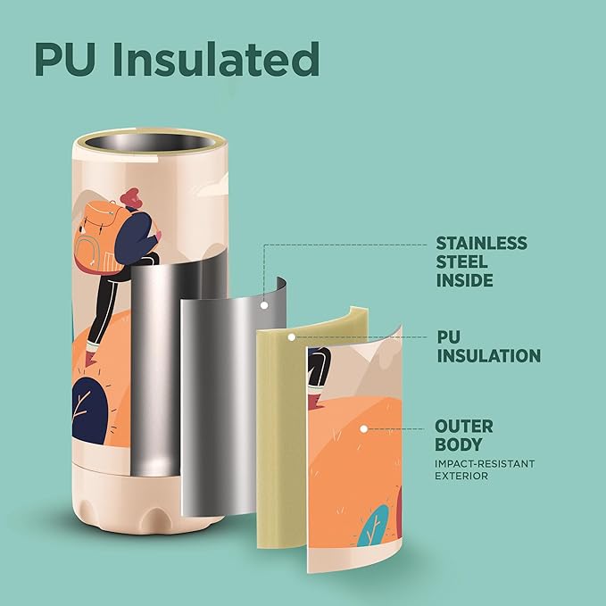 Milton Steel Linear Insulated Water Bottle  Beige 580ML
