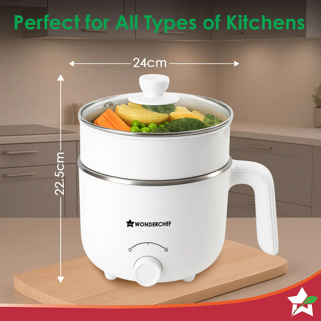 Wonderchef Luxe Multi Cook Kettle | Dual Power Modes | Quick Boiling | Automatic Shut-Off 1.2L 600W